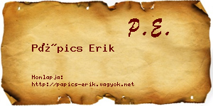 Pápics Erik névjegykártya
