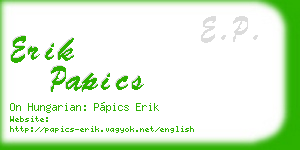 erik papics business card
