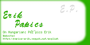 erik papics business card